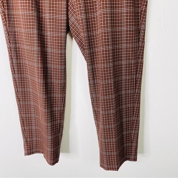 J. Jill orange pink black plaid pull on preppy soft flannel cropped pants MP - Picture 3 of 7